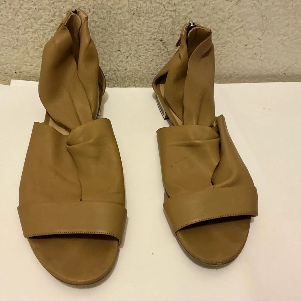 Casadei Tan Leather Twist Back-Zip Sandals size 40